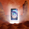 Can of kin euphorics calming non-alcoholic functional beverage, lightwave, made to wind down. Can is floating above a sandy desert backdrop Thumb